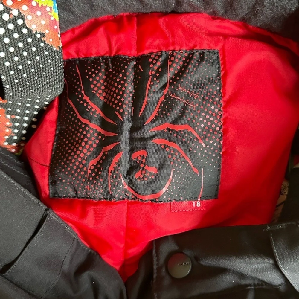 Spyder Bib Ski Snow Pants Like New Black Removable Suspenders Waterproof Kids 18